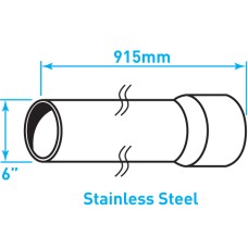 Air Intake Stainless Steel Tube, Straight, Expanded End - 6" x 36"